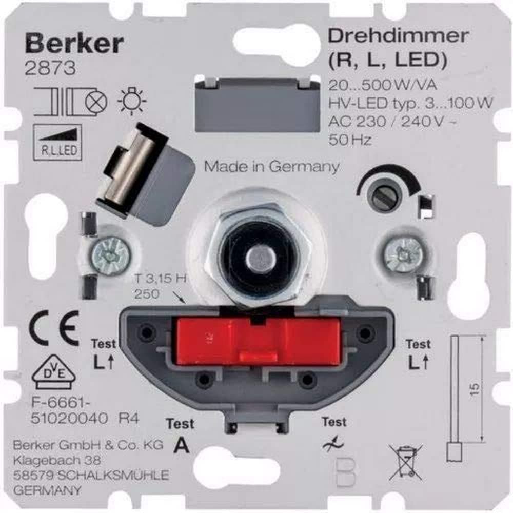 Berker2873 Dimmer Turn/Push Button 20-500 W LED