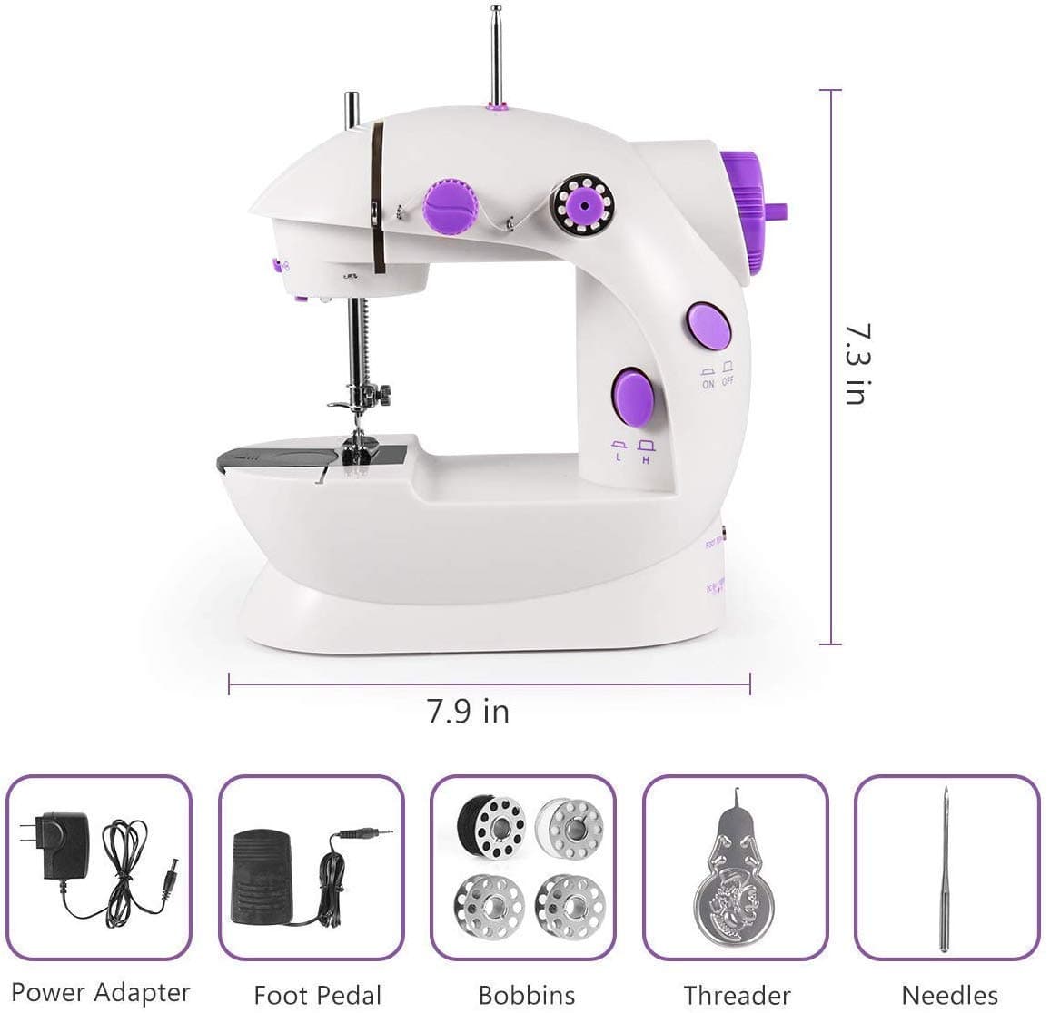 Milford Mini Sewing Machine with Extension Table, portable upgraded model multi-function assistant at home with Light Extension Table (10 IN)