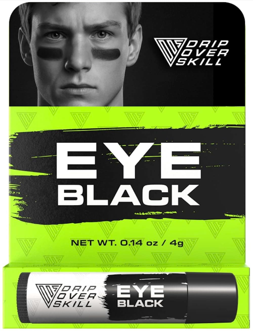 Eye Black by DRIP Over Skill, Made with Natural Ingredients, Dermotologist-Tested, Skin-Safe Sports Face Paint Stick, Repels Sweat, Anti-Glare, Clean Eye Black Baseball, Football, Softball, Lacrosse