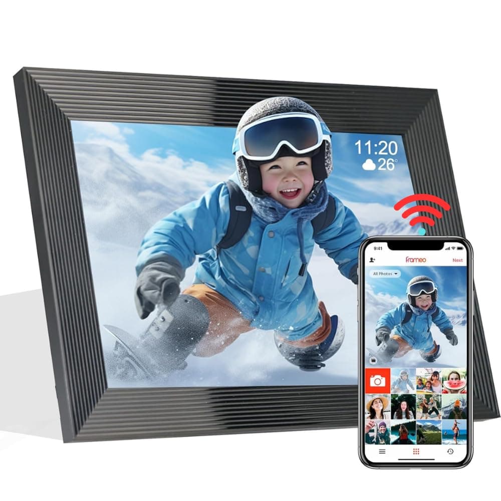 Frameo 10.1 Inch Digital Picture Frames Smart WiFi Digital Photo Frame with 1280x800 IPS Touch Screen HD, 32GB Memory, Auto-Rotate, Wall Mountable, Share Moments Instantly via Frameo App from Anywhere