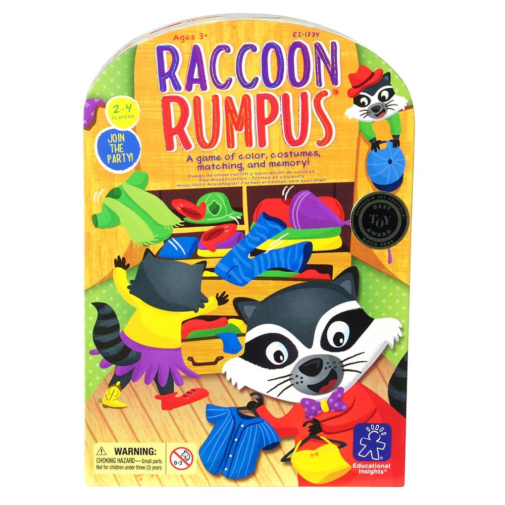 Raccoon Rumpus - Color Matching Game for Kids, 2-in-1 Memory Matching Games for Toddlers 3-5, Skill-Building Preschool Games, Early Learning Color Board Game, Boys & Girls Ages 3+