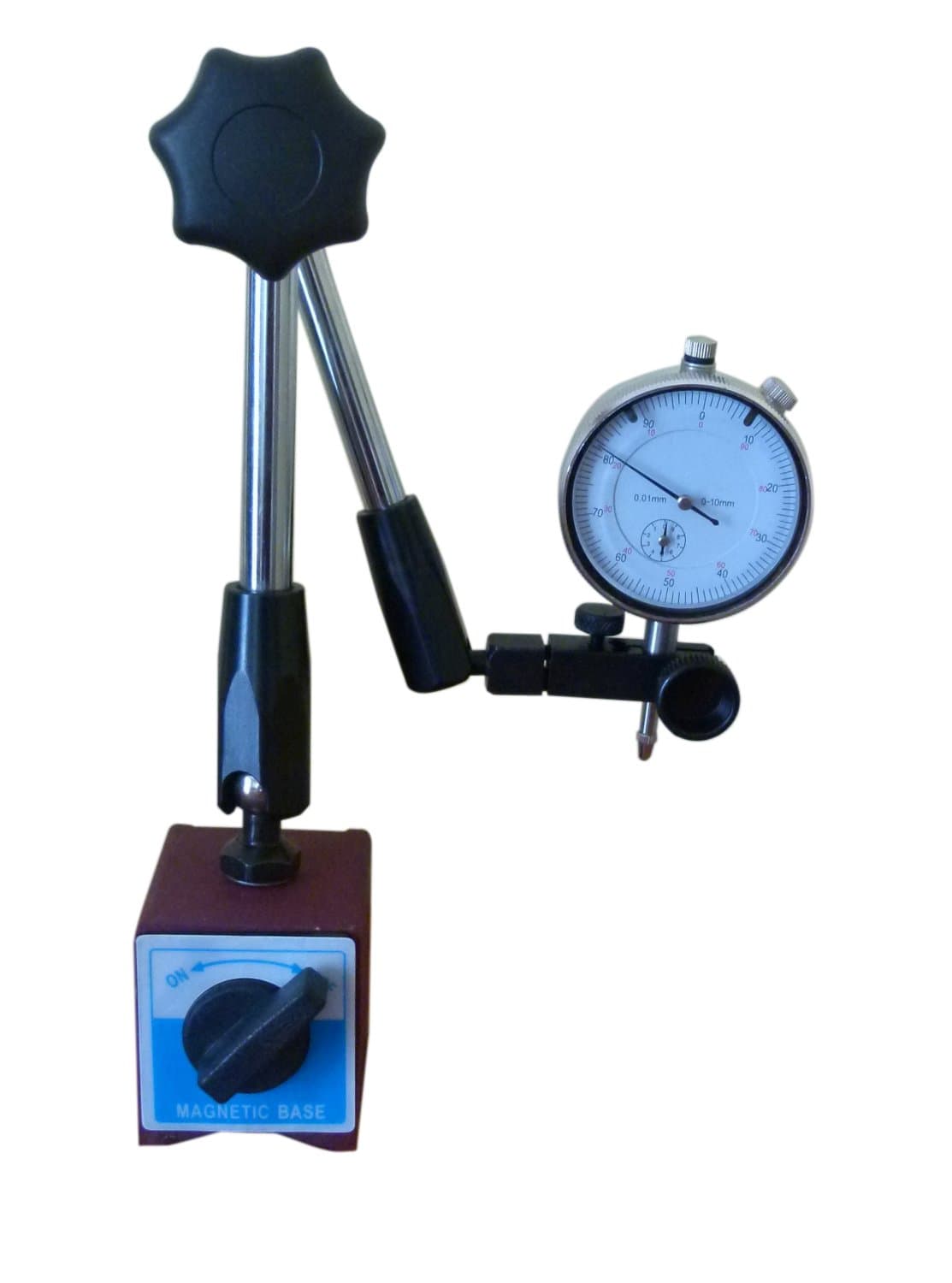 Magnetic central clamp holder and dial comparator, Course 30 mm, lect: 0.01 mm.