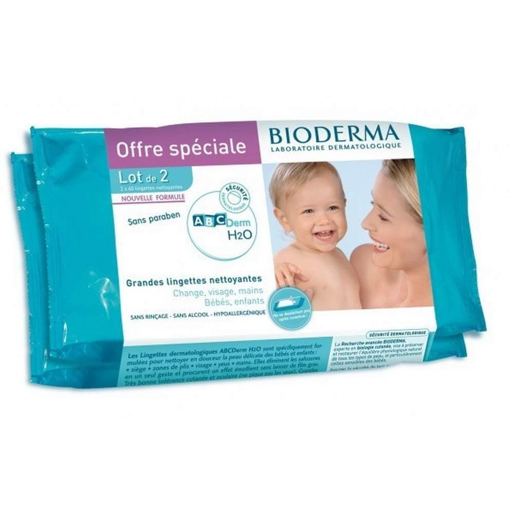 Bioderma ABCDerm H2O Cleansing Wipes x 2