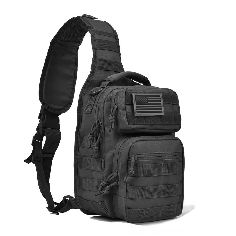 Tactical Sling Bag for Men Military Single Shoulder Backpack Outdoor EDC Range Pack (Black)