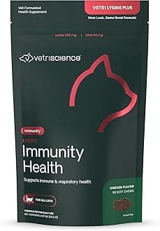 Lysine Immunity Health Chews, 250 mg Immune Supplement for Cats and Kittens with Allergies, Sneezing, Runny Nose and Watery Eyes, Chicken, 90 Count