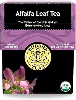 Organic Alfalfa Leaf Tea - Kosher, Caffeine-Free, GMO-Free - 18 Bleach-Free Tea Bags