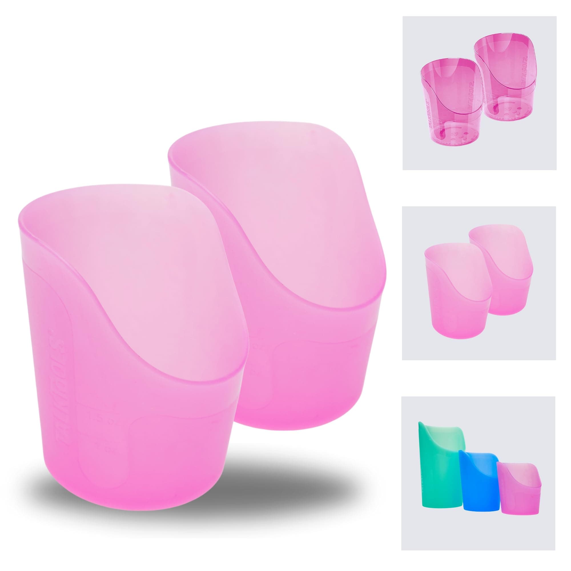 TalkTools Cut Out Cups for Special Needs - Glass Set for Physical Therapy, Recovery and Rehabilitation | Motor and Coordination Support | Easy Drink Therapy Cups for Elderly - 1.5 Oz Pink (2 Pk)