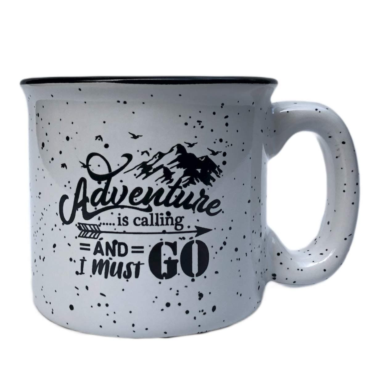 Adventure Is Calling Ceramic Campfire Coffee Mug - Campfire Gift Mug For Happy Camper - Outdoor Backpacking Mountain Camper Mugs Lovers - Cool Gifts for Friends, Moms- Perfect Christmas + Holiday Gift