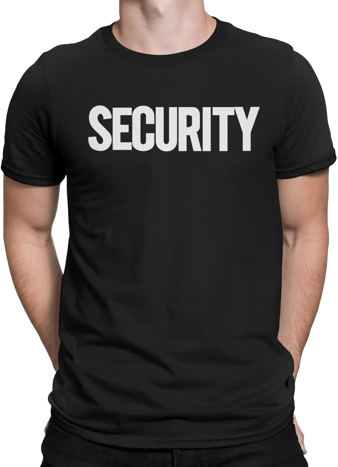 Security T-Shirts Front Back Print Mens Tee Blues