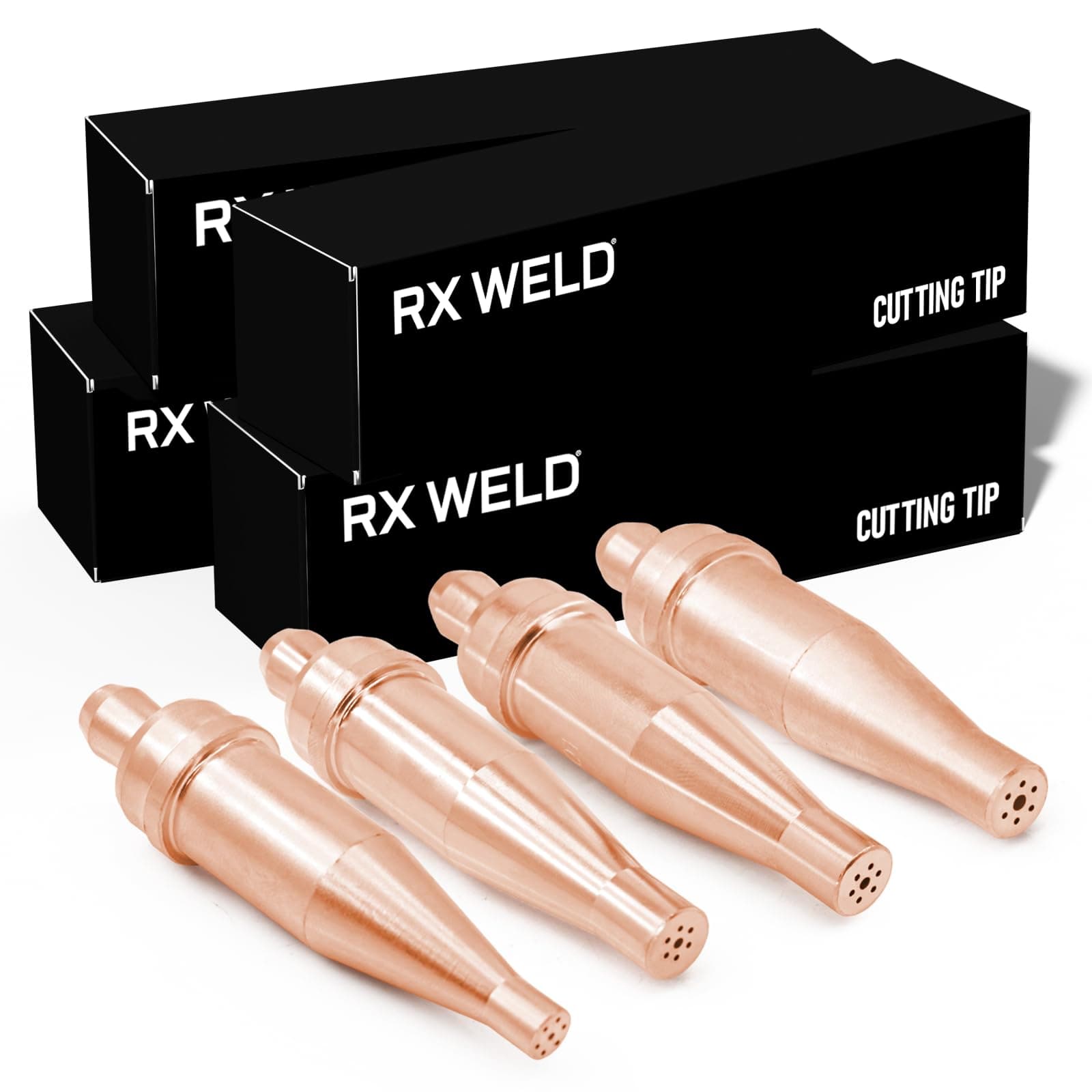 RX WELD 1-101 Acetylene Cutting Torch Tips, Size0-3, Fit V-Style Heavy Duty Torch - Pack of 4