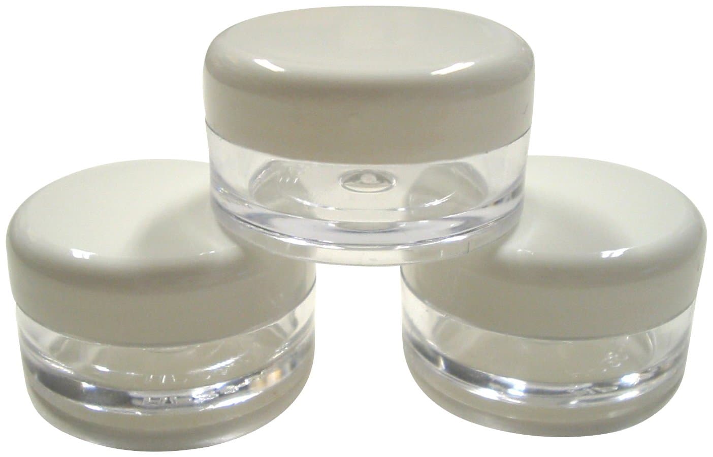 5ml Empty Plastic Cosmetic Jars x 20 CLEAR with WHITE Lids for Creams/Sample/Make-Up/Glitter Storage