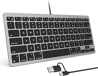 Wired Keyboard for Mac Devices ONLY with Dual Interface, Comfortable Typing Angle & Stable Connection, Compatible with MacBook, iMac, Mac mini, PC-Grey