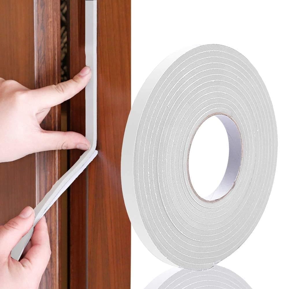 - Dust and Noise Insulating Foam Self-Adhesive Doors Windows Rubber Gap Sealing Tape; 3mm Thick and 10m Long, (15mm(W) x 3mm(T) x 10Meter(L))