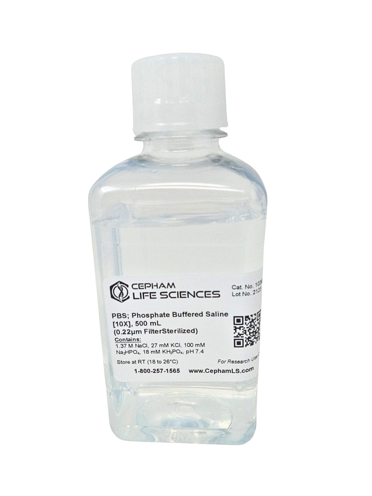 10X Phosphate Buffered Saline (PBS), 500 mL -from Cepham Life Sciences