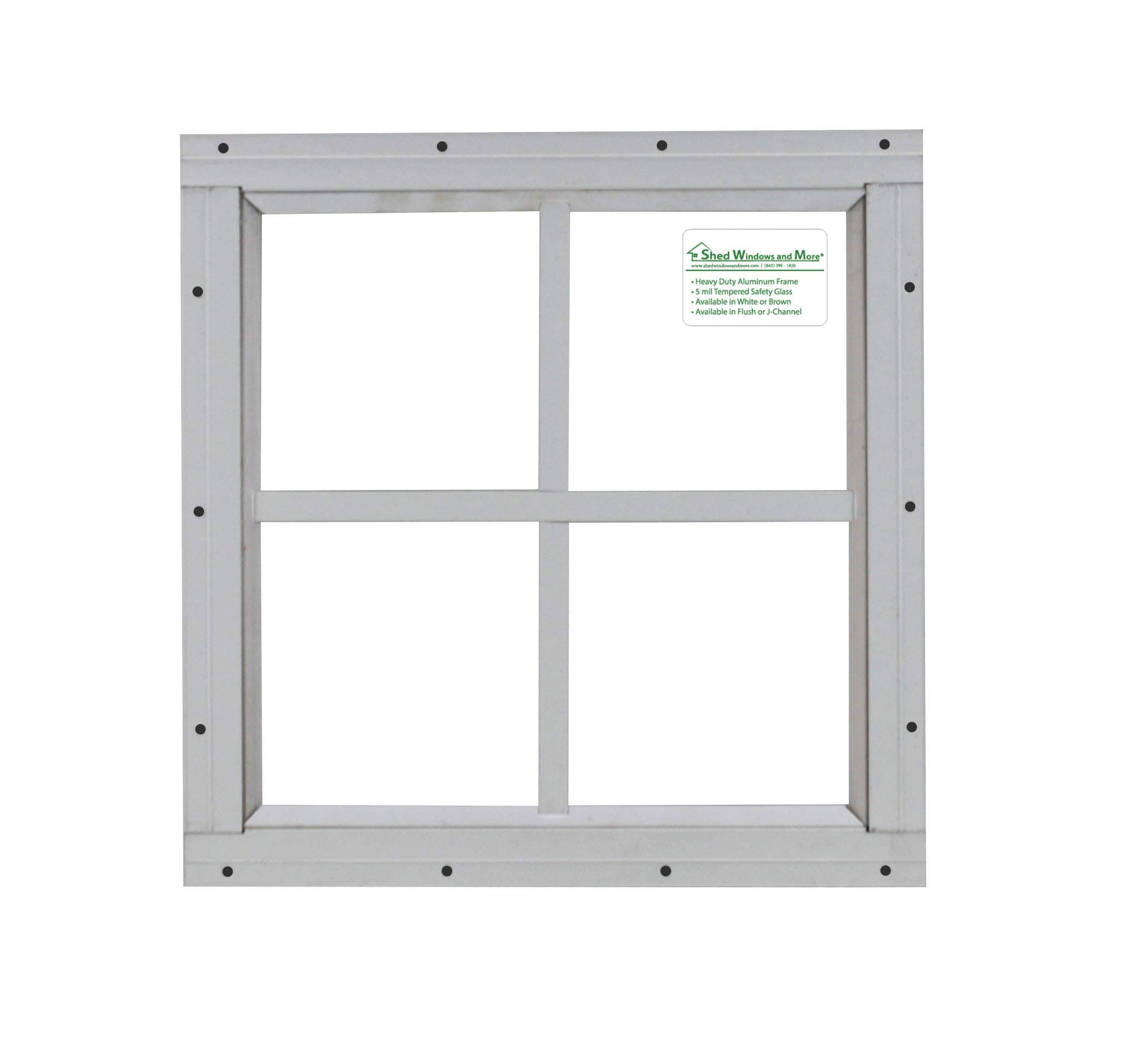 12" x 12" White Flush Mount Shed Window Tempered Safety Glass Aluminum Frame Playhouse Window