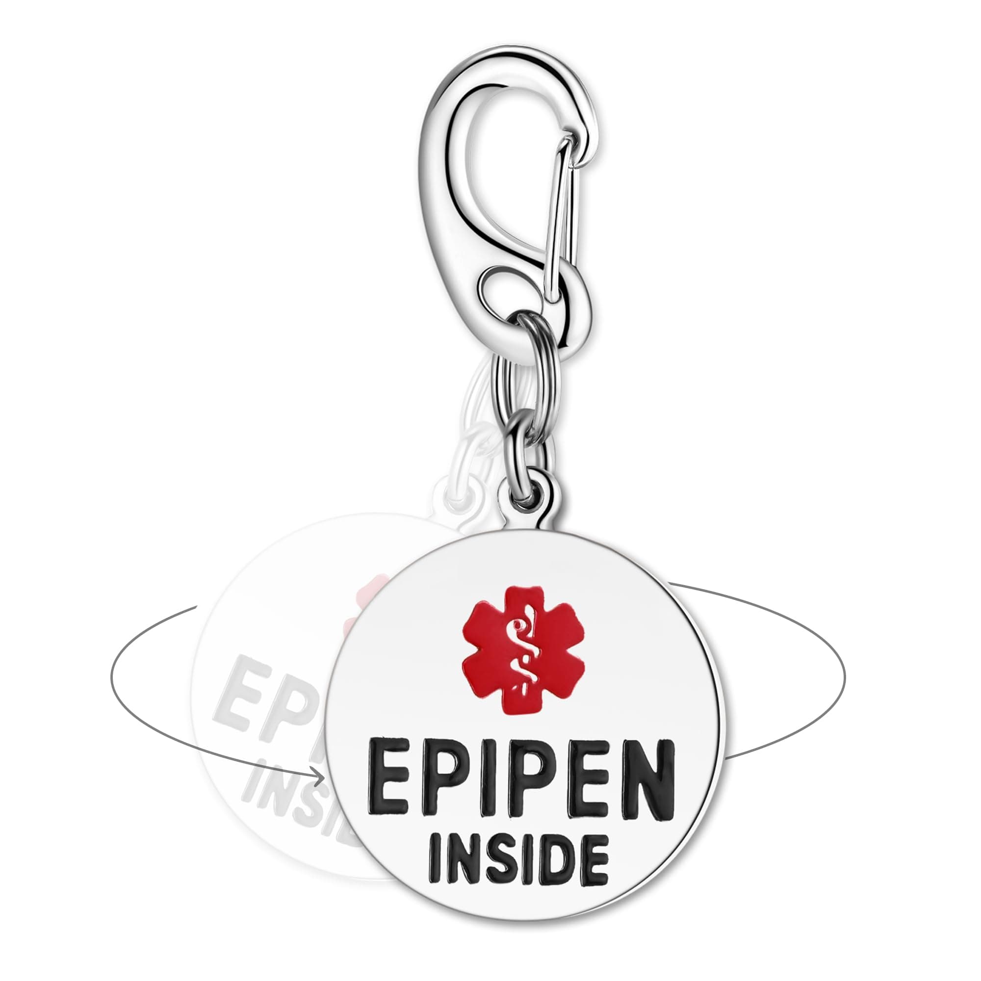 Divoti EpiPen Inside Bag Tag 1" with Quick Clip | Pre-Engraved, Dual-Sided & ...