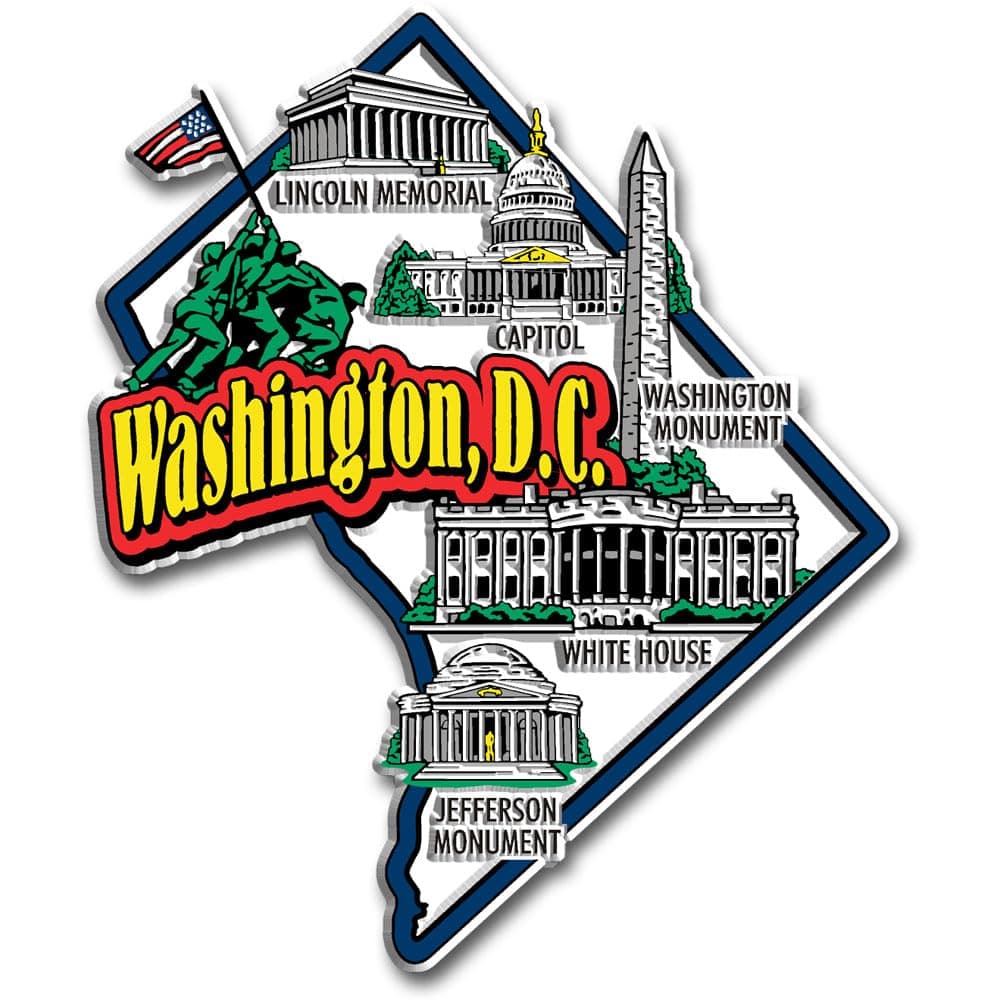 Washington, D.C. Jumbo Map Magnet by Classic Magnets, 3.6" x 4.3", Collectible 3D Rubber Vintage-Style Souvenirs and Gifts Made in The USA