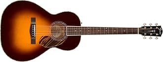 Paramount PS-220E Parlor Acoustic Guitar, with 2-Year Warranty, 3-Color Vintage Sunburst, with Case