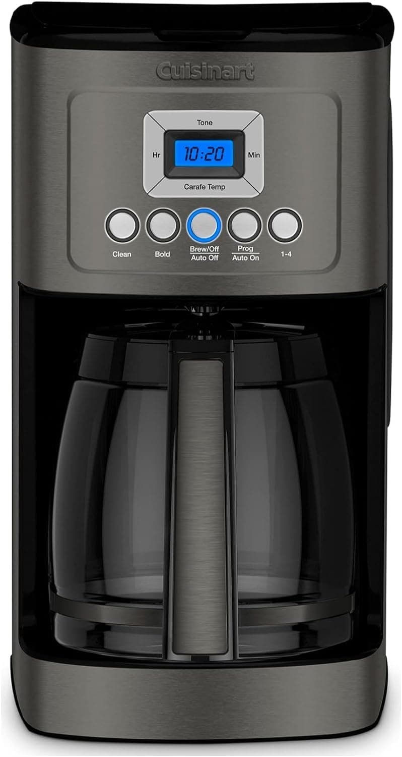 Cuisinart 14-Cup Coffee Maker, Programmable PerfecTemp Glass Carafe Coffee Machine with 1-4 Cup Setting, Brew Strength Control and Pause, Stainless Steel, DCC-3200BKSNAS, Black