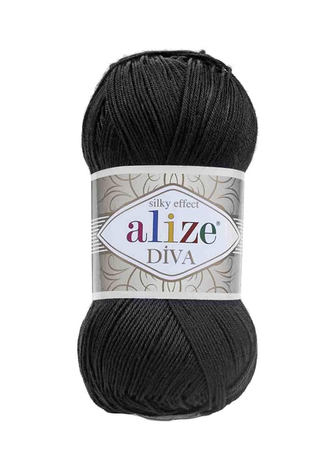 ALIZE Diva Silky Hand Knitting Yarn (60, Black)
