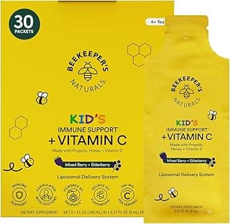 Kid's Immune Liposomal Vitamin C, 500 mg Vitamin C, Elderberry, Vitamin D, Propolis & Honey, Kid-Friendly Immune Support - Mixed Berry Flavor, Easy to Use, Bioavailable, 30 Ct