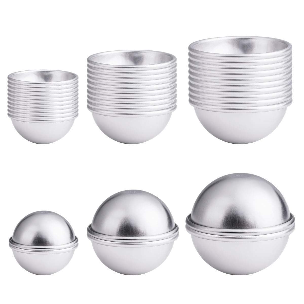 Petutu 30PCS- Bath Bomb Mold Kit, 15 Set 3 Size Mold & Bath Bombs Press for DIY Making Supplies