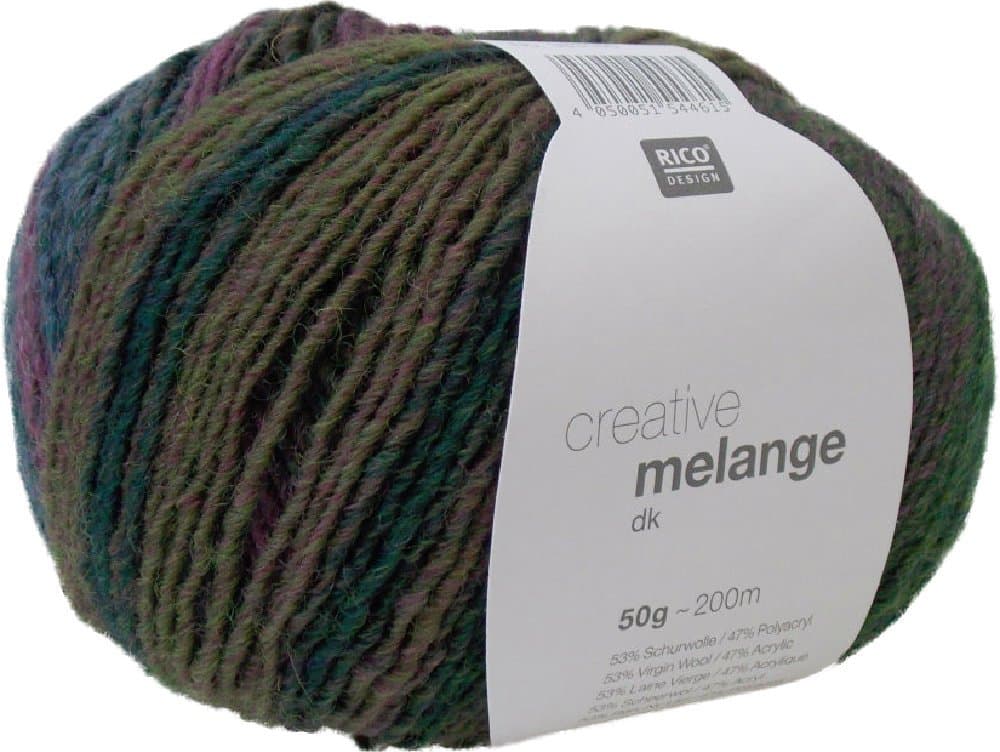 Rico Creative Melange, dark colour 05 – needle size 3.5 - 4 mm, purple/olive – wool with colour gradient for knitting and crocheting