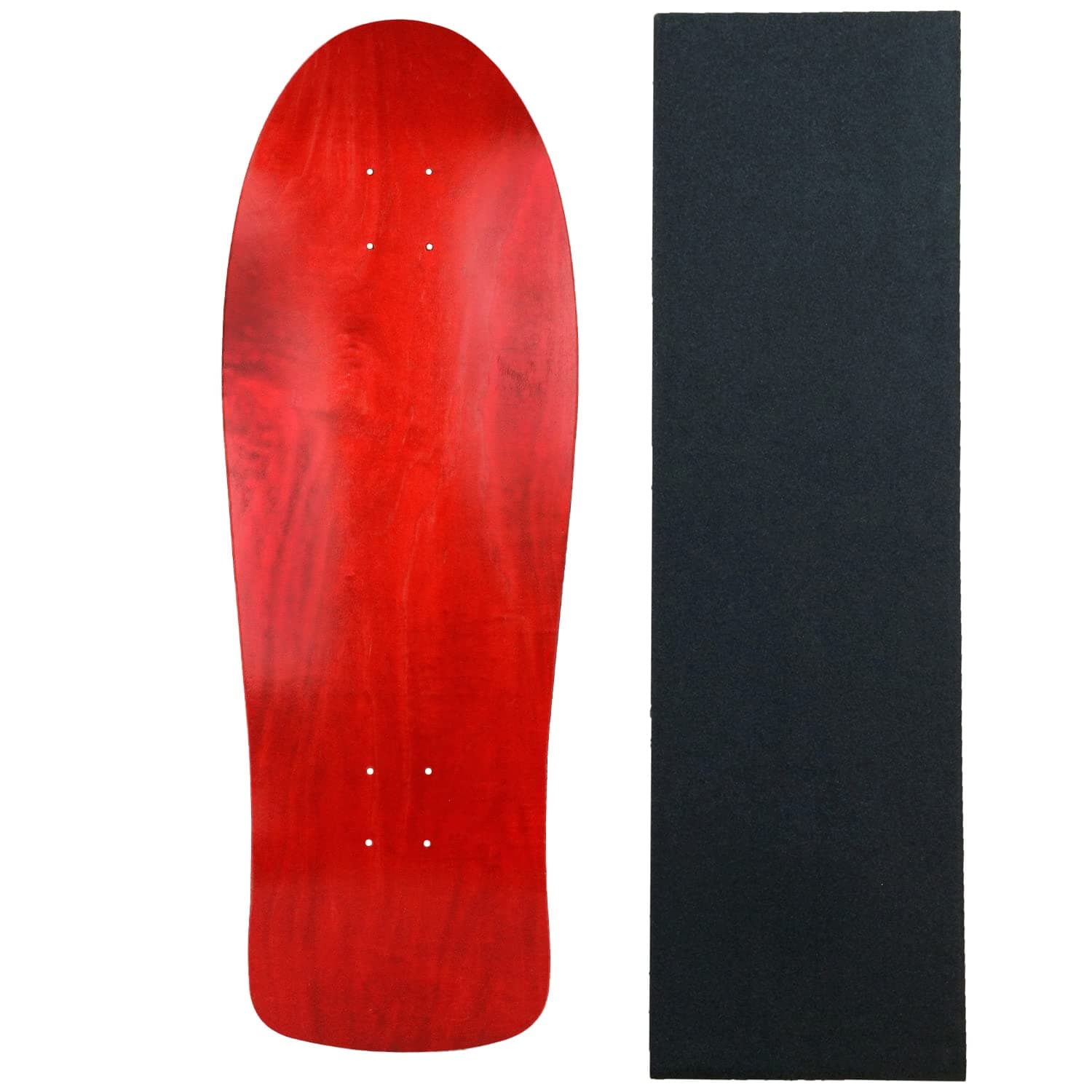 Old School 10" x 30" Stained Red Blank Skateboard Deck + Grip