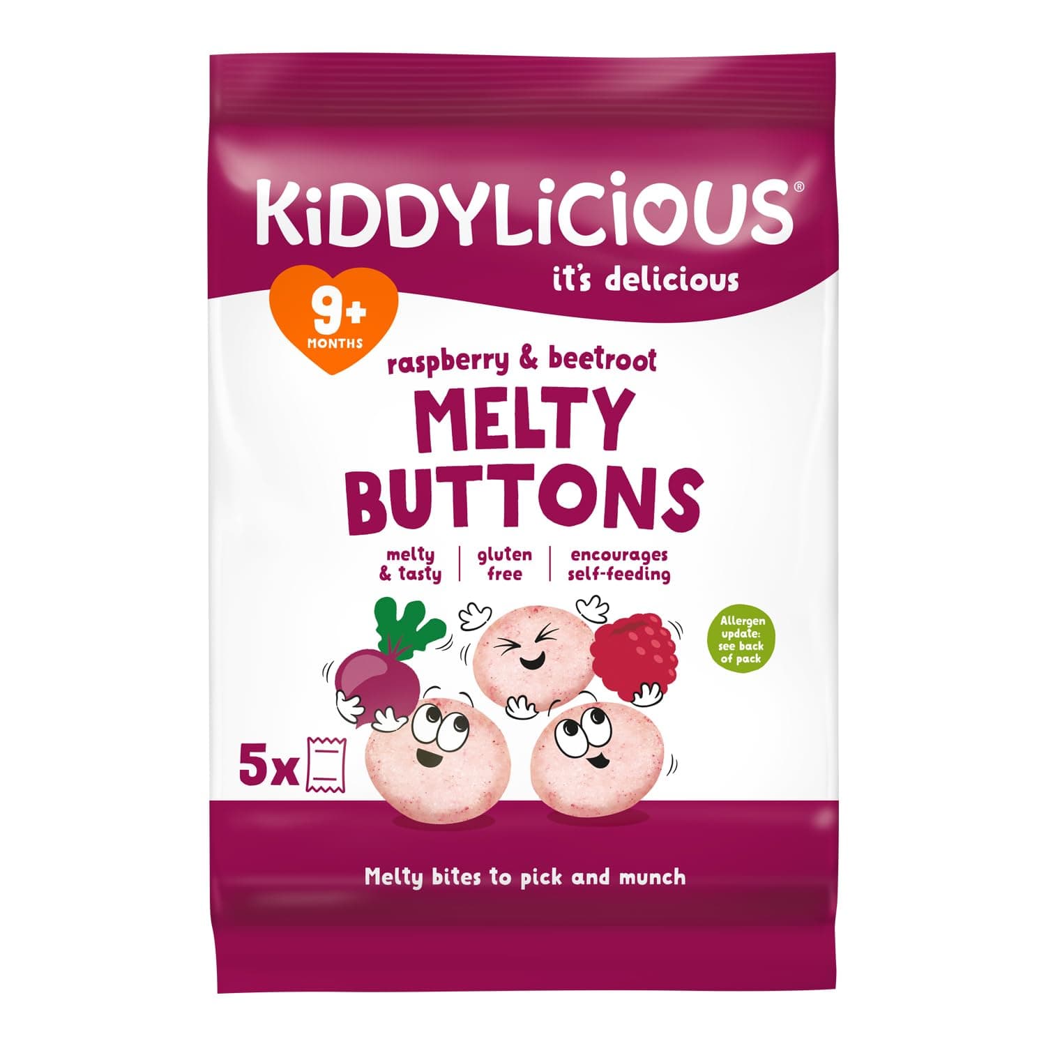 Kiddylicious Raspberry & Beetroot Melty Buttons, 6 g