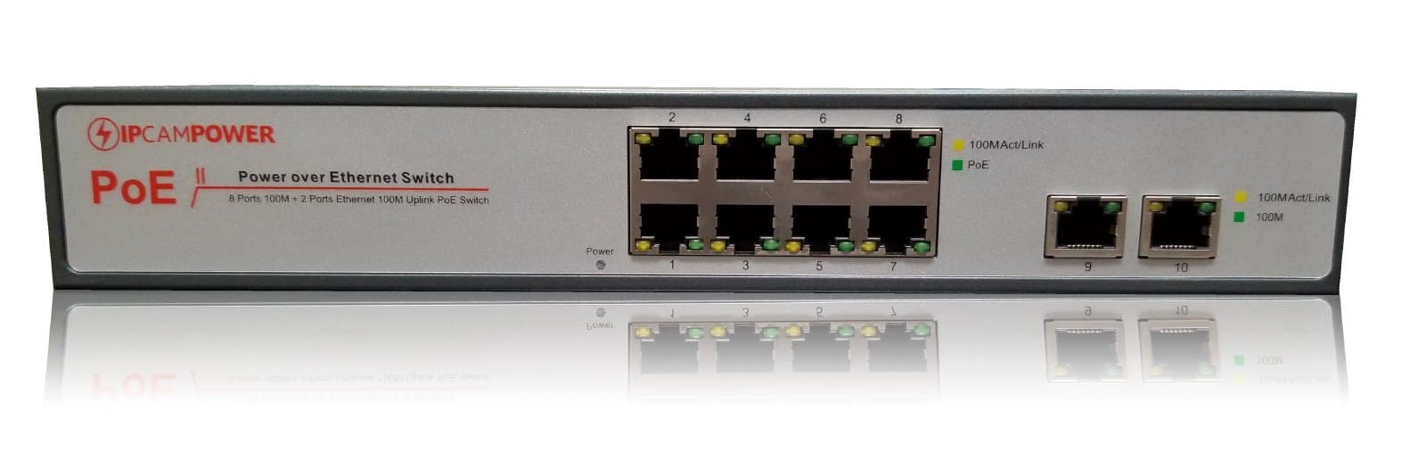 8 Port POE Network Switch W/ 2 Additional Uplink Ports | Designed for IP Cameras | POE+ Capable of Pushing 30 Watts per Port | 130 Watts Total Budget