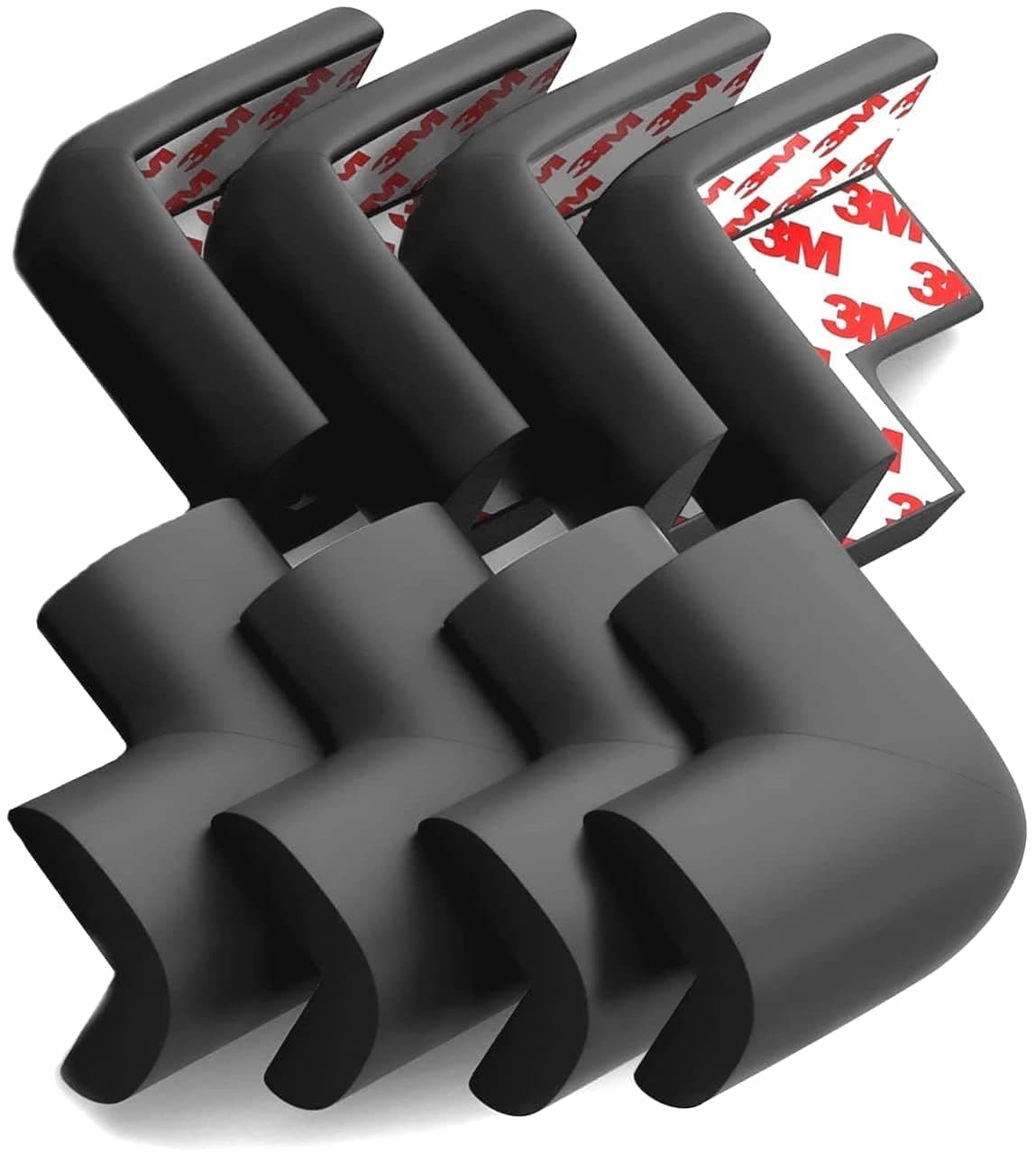 8-Pack Baby Proofing Corner Guards, Soft Rubber Corner Protectors for Furniture, 3M Adhesive Pre-Taped Corner Bumper Guards, Child Proof Safety for Fireplace, Table, Cabinet & Stairs, Black