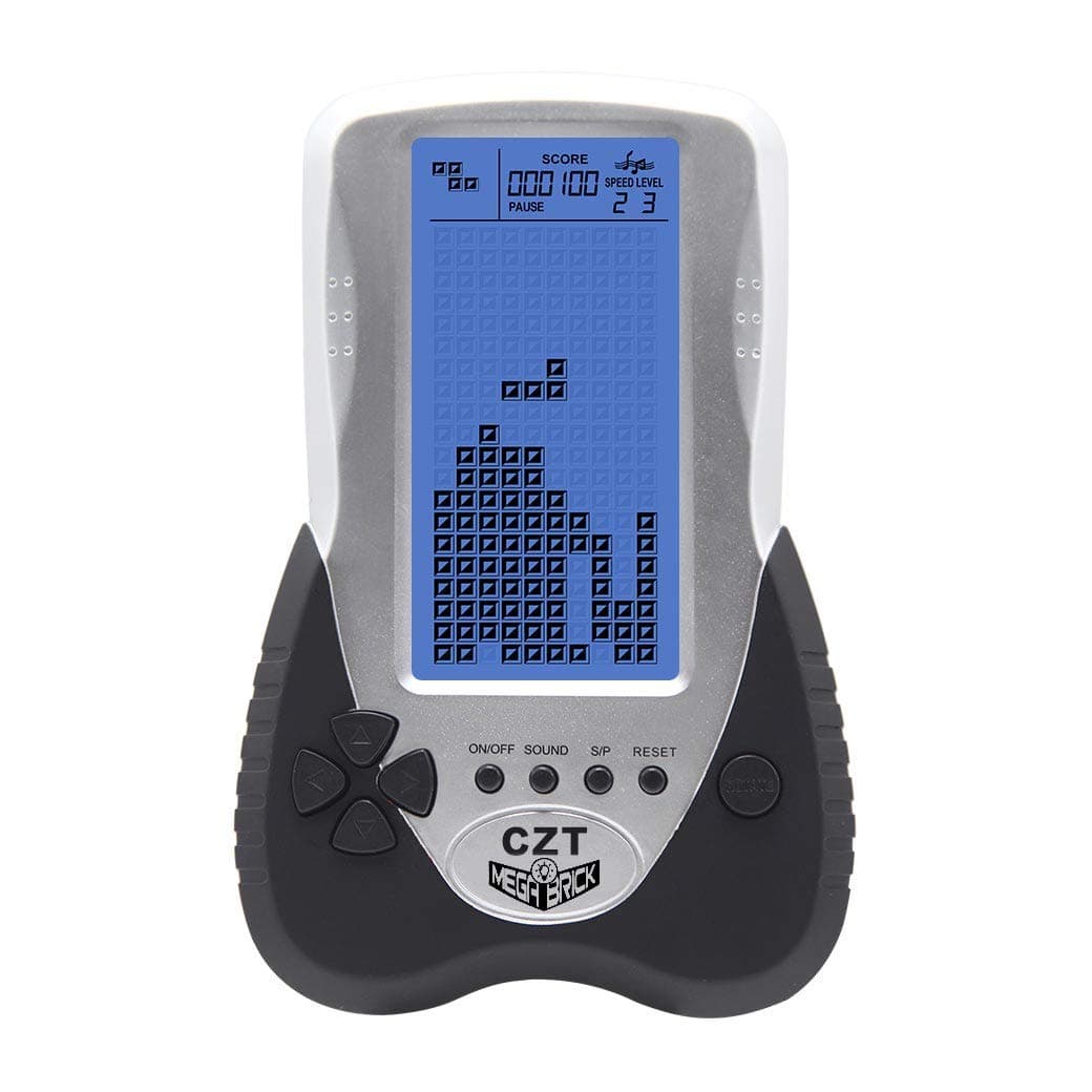 CZT Retro Brick Game Console Big Blue Backlight Screen Built-in 23 Games Tank Battle/Racing Can Plug Headphone Nostalgic Puzzle Pocket Handheld Porable Machine Children's Toys (Black)