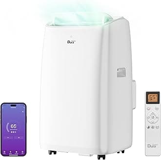 DuraComfort Portable Air Conditioners,12,000 BTU/8000 BTU (SACC) Dual Motors AC With APP for Quite,Cooling Up to 350 Sq.Ft,with Dehumidifier, Fan, Window Kit for Easy Installation,White