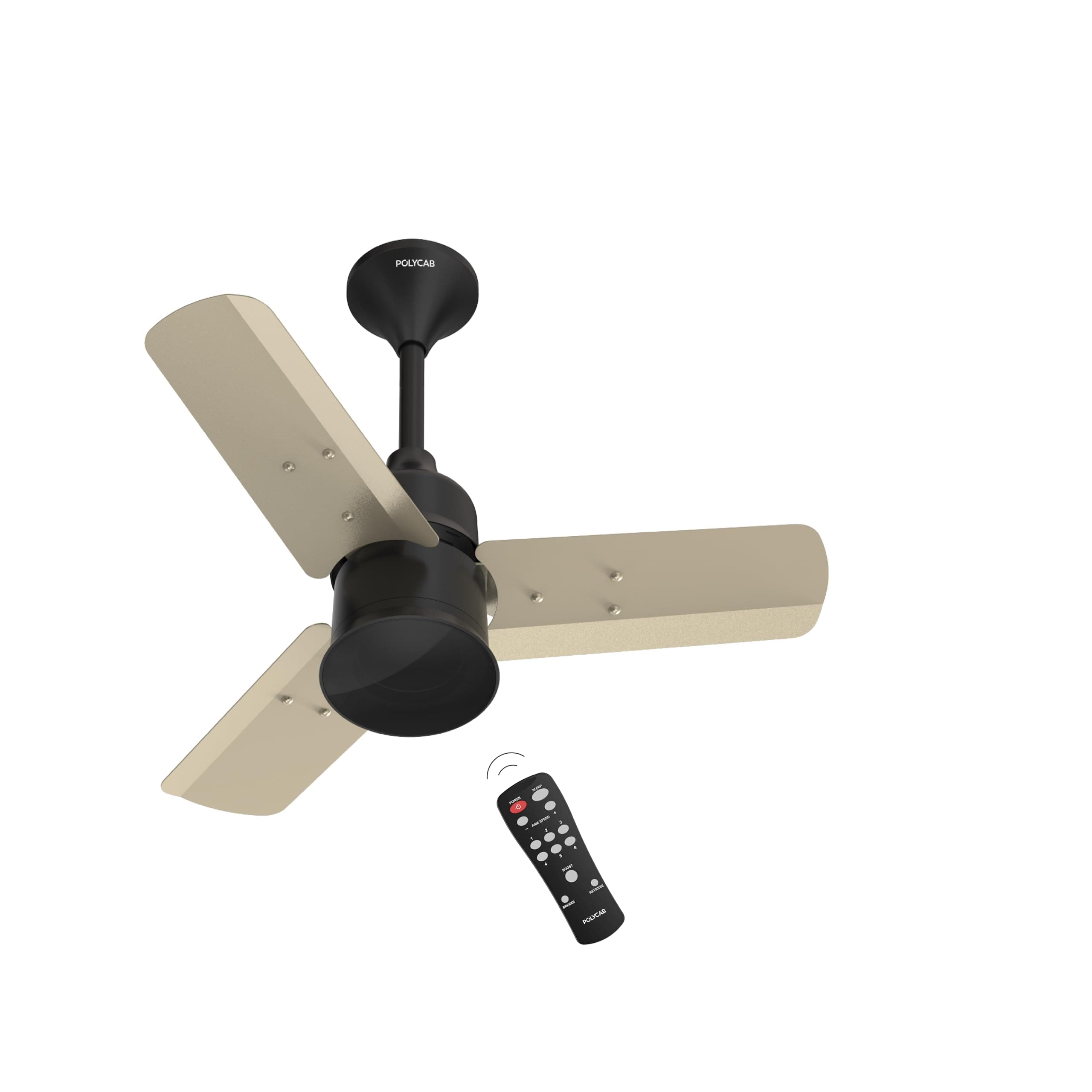Polycab Silencio Mini 600mm 5-Star BLDC, Remote Ceiling fan for home | 55% Energy Saving, 100% Copper, High Speed, 25 Speed Setting, Reversable & Timer | 4-yr Warranty【Pearl Beige】