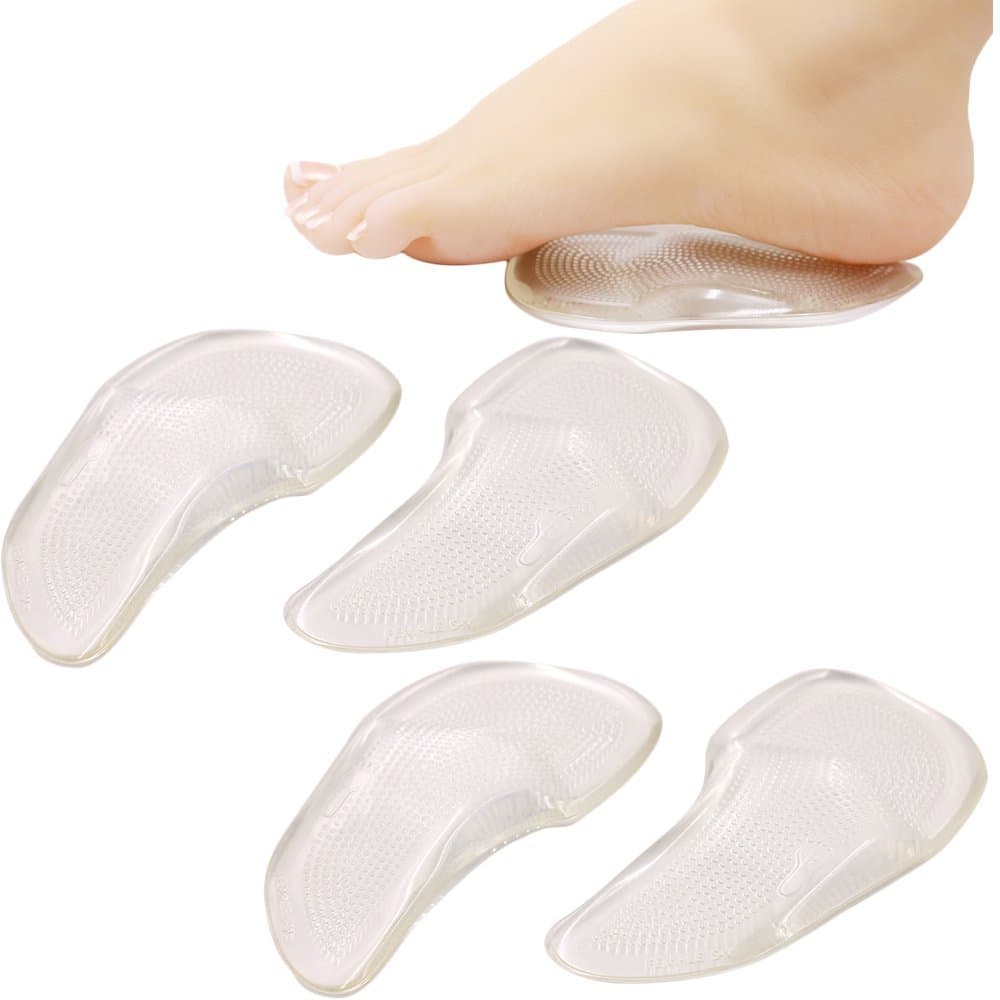 High Heel Arch Support Inserts for Women - 4 Flat Feet Insoles - Self Adhesive Half-Insoles