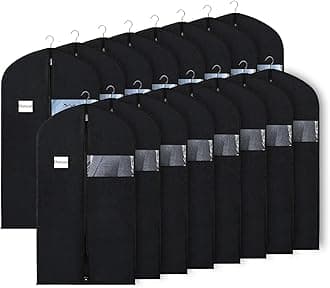 Univivi 16 Pack Suit Bags Garment Bag for Men Storage 40-inch Clothes Cover with Clear Window and ID Card Holder for Suit Jacket, Skirt, Shirt and Coat