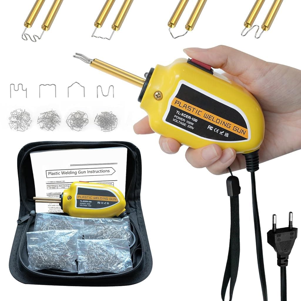 Serplex® 100W Plastic Welder, Portable Plastic Welding Kit with 200PCS 4 Types Welder Staples & Tool Bag, Plastic Repair Kit Car Bumper Repair Kit Plastic Welding Gun for Car Bumper Crack Kayak Repair