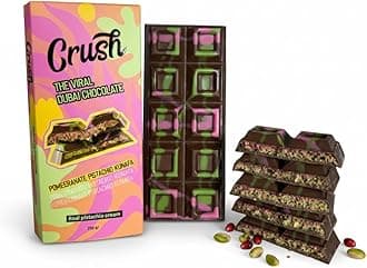 Crush Dubai Pistachio Pomegranate Chocolate Bar – 7 oz Luxury Gift, Filled with Toasted Katafi, Pomegranate Cream & Tahini, Inspired by the Classic Knafeh Dessert