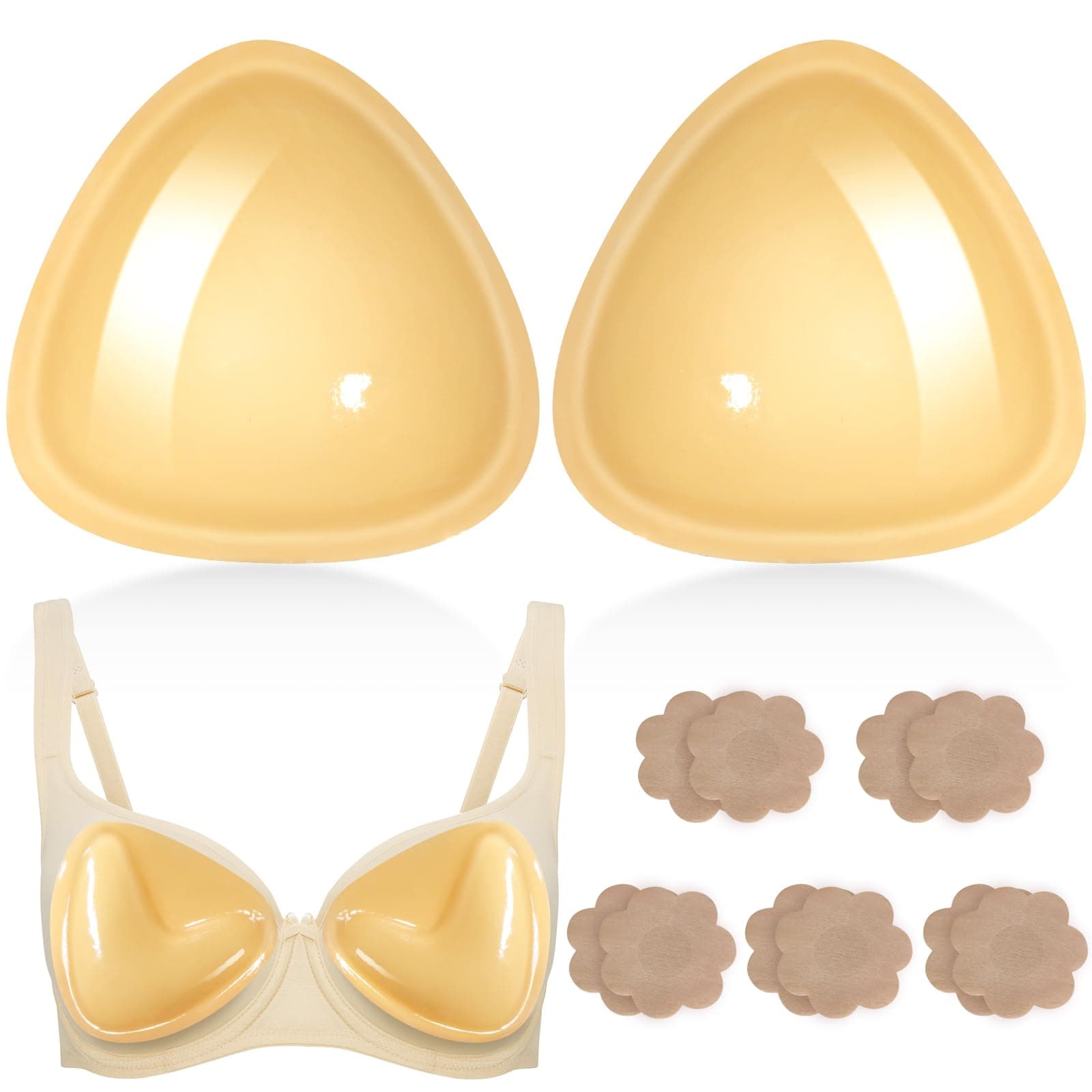 Double-Sided Sticky Bra Inserts Fabric Bra Breast Pads Add a Cup Push up Waterproof for Bikini Swimsuit Dress