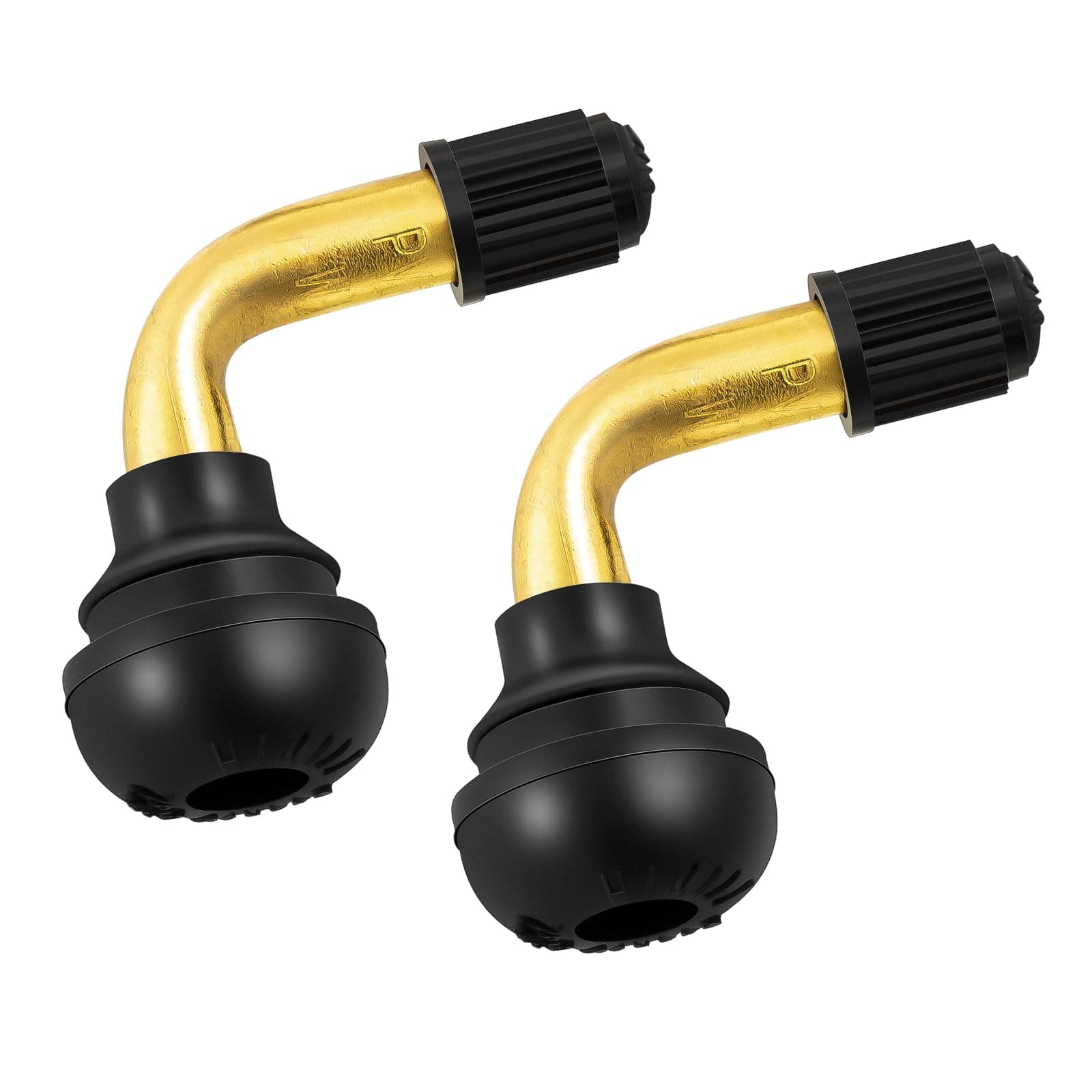 2-Pcs PVR70 Valve Stem Bent 90 Degree Angled, Brass Stem, Snap-in Rubber Base, Compatible with Most Tubeless Tire Rim, Motorcycle, Scooter, ATV (Applicable Diameter 11.3mm)