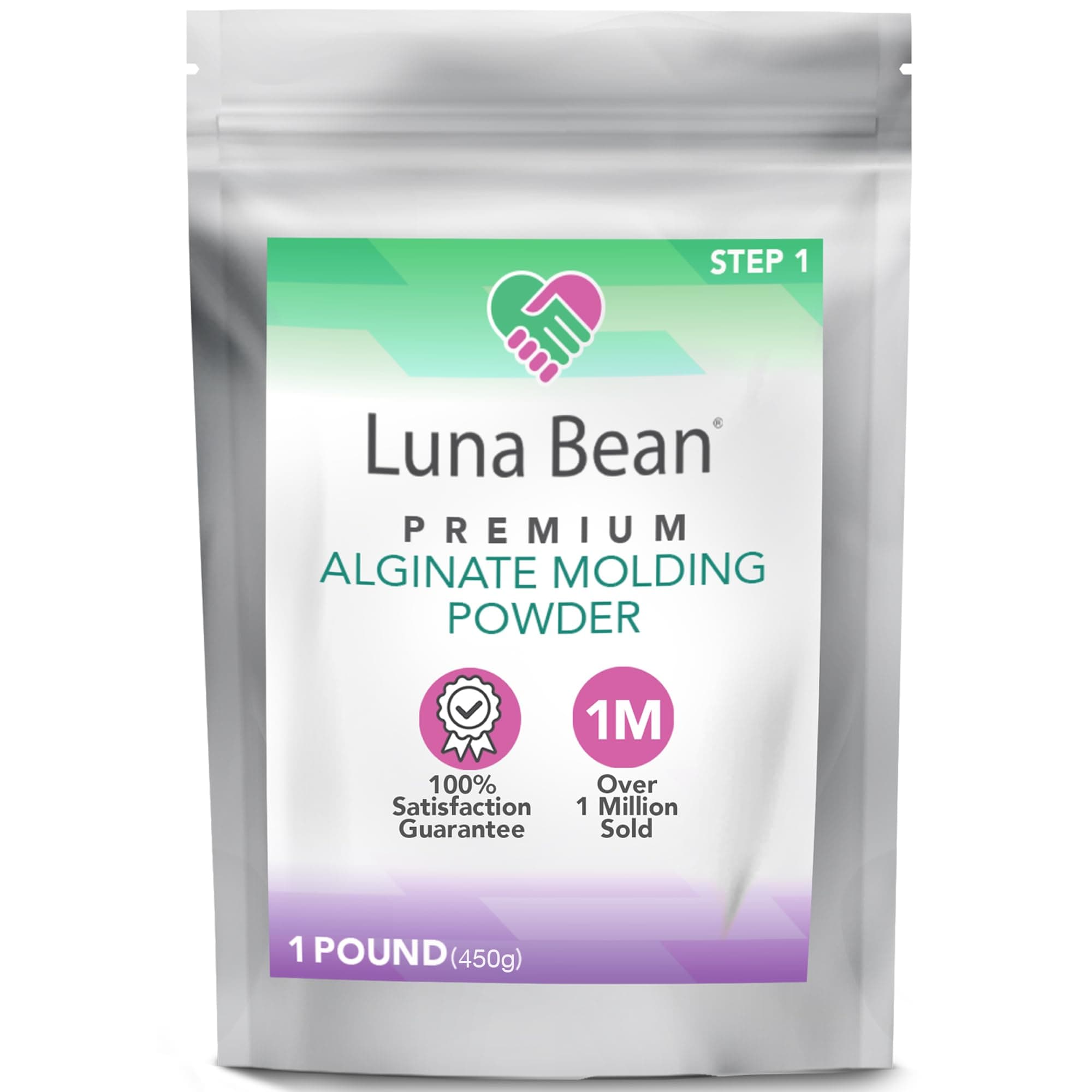 Casting Keepsakes Luna Bean Alginate Molding Powder Refill for Hand Casting Kit - Non-Toxic Alginate Material 1 lb (450g) - Perfect for Anniversaries, Couples, Birthdays & Family Activities