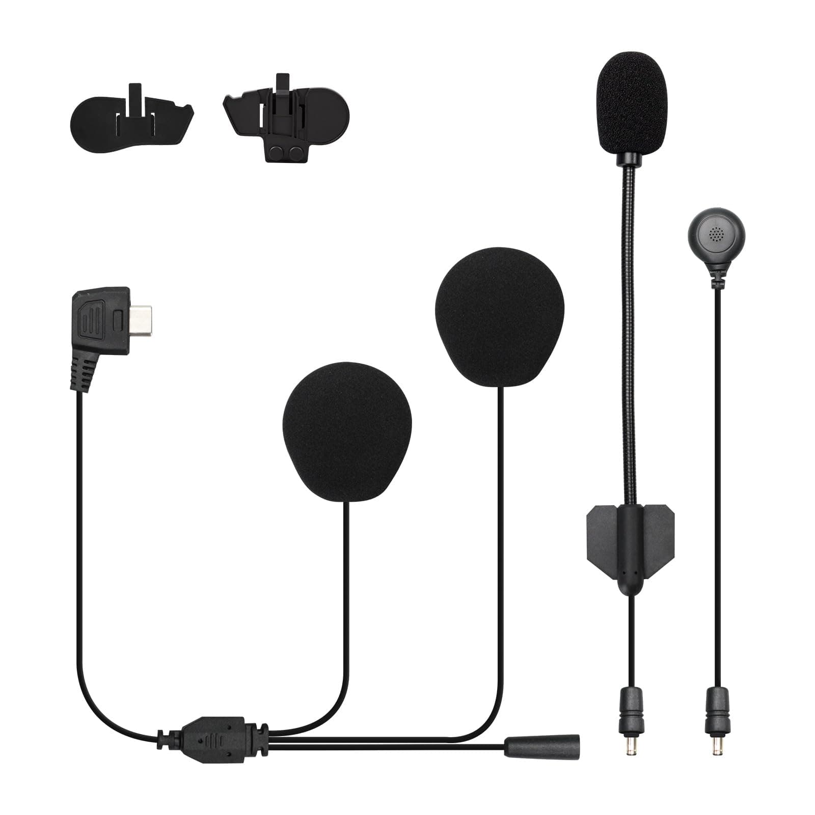 Moman H2 Motorcycles Intercom Headset 【Hard&Soft Microphone&Clip】 Communication Systems Accessories Kit