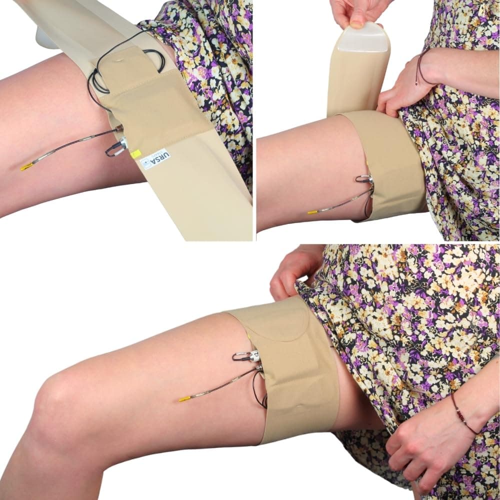 URSA Thigh Straps: Low-Profile, Soft, Stretchy & Breathable Transmitter Straps for Location Sound, Theatre, Wedding Shoots & More (Beige, Vertical)