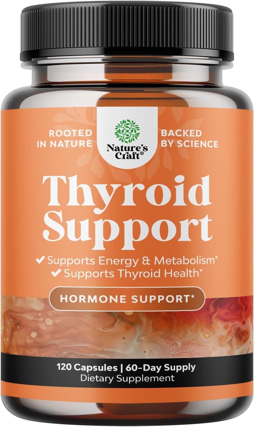 Herbal Thyroid Support Complex - Potent Kelp Iodine Supplement with L Tyrosine, Bladderwrack, Selenium & Pure Ashwagandha for Hormone Balance - Mood & Energy Dietary Pills - 120 Count