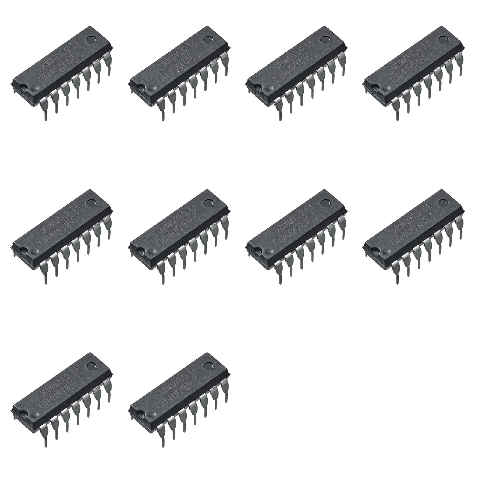 Bridgold 10pcs CD4001BE CD4001 4001 Quad 2-Input NOR Buffered B Series Gate or Non-gate Logic chip，DIP-14.