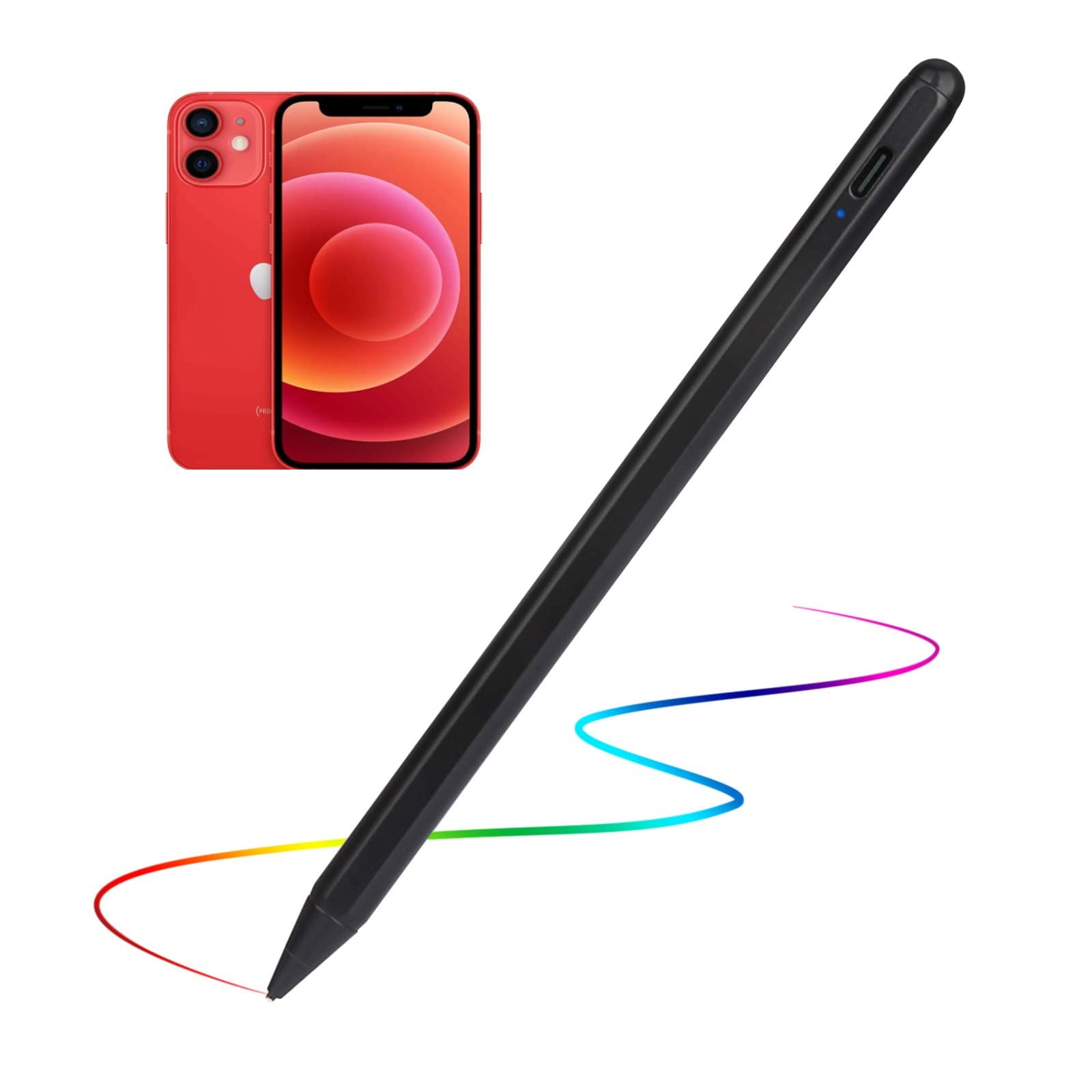 Stylus Pens for iPhone SE/12/X/9/8/7/13/14/15i Pencil, Active Digital Pen High Sensitivity Pencil with 1.5mm Ultra Fine Tip Stylus Pen for iPhone SE/12/X/9/8/7/13/14/15i,Black