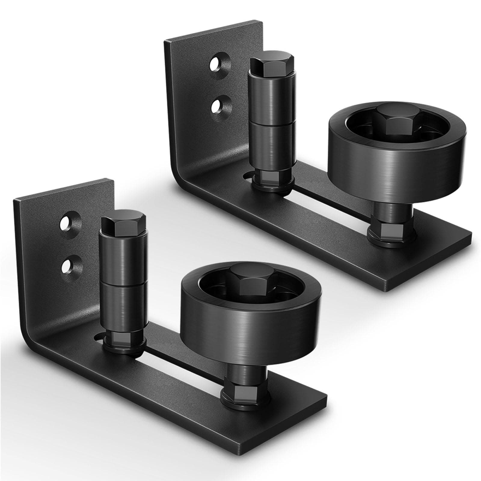 EaseLife 2 Pack Barn Door Floor Guide,8 Assemble Setup Options,Wall Mount System,Adjustable Stay Roller,Flush Flat Bottom Design,Black