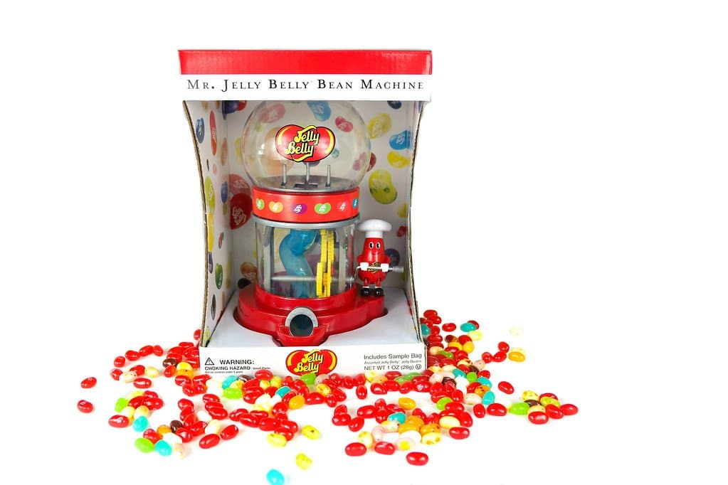 Mr. Jelly Belly Bean Machine - Two Bag Variety Combo Candy Set (Machine + 7oz Tropical + 1oz Assorted)