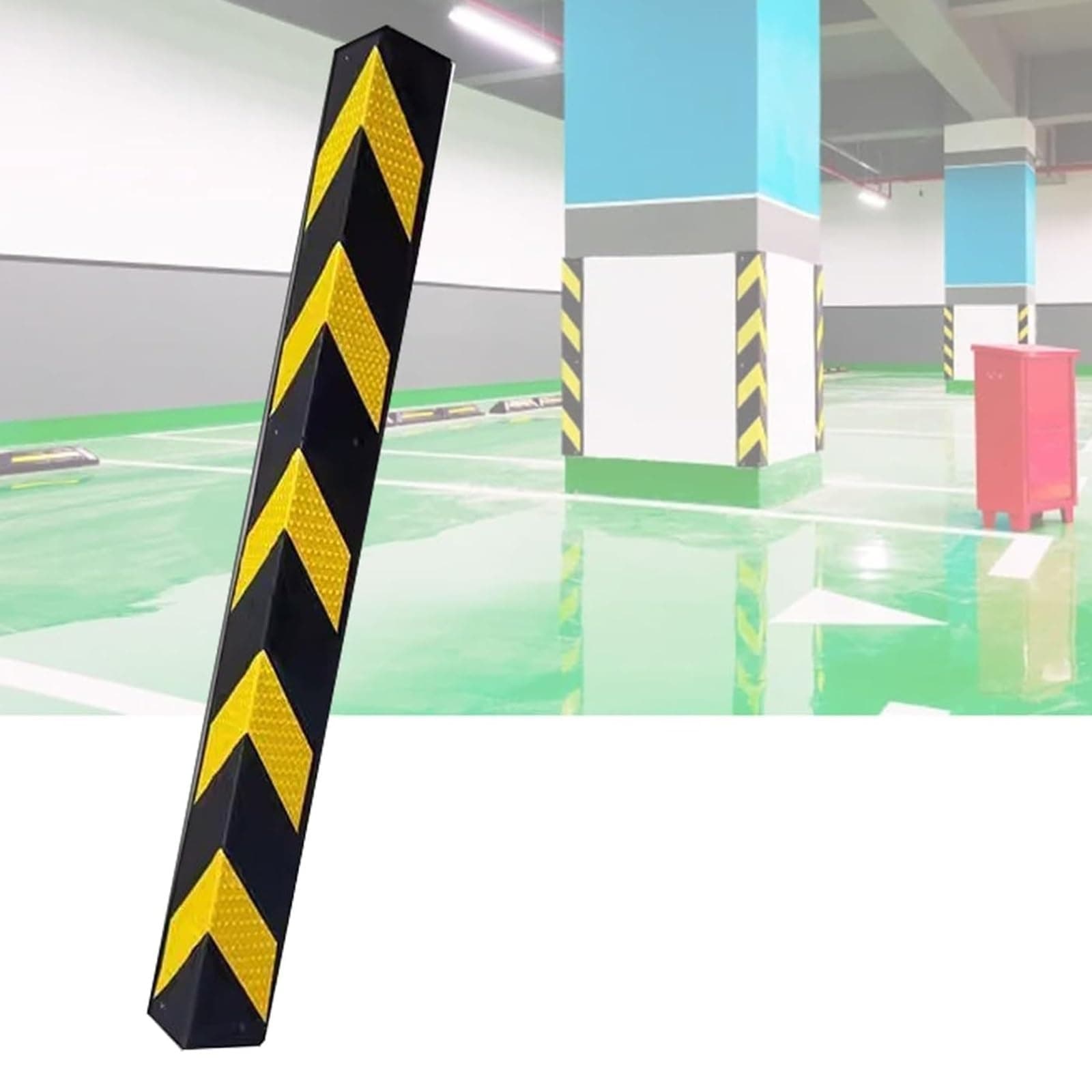 Reflective Rubber Wall Corner Guards with Yellow Stripe Parking Stopper Corner Guards, for Garage, Parking Lot, Warehouse, Office(80cm/31.5in)