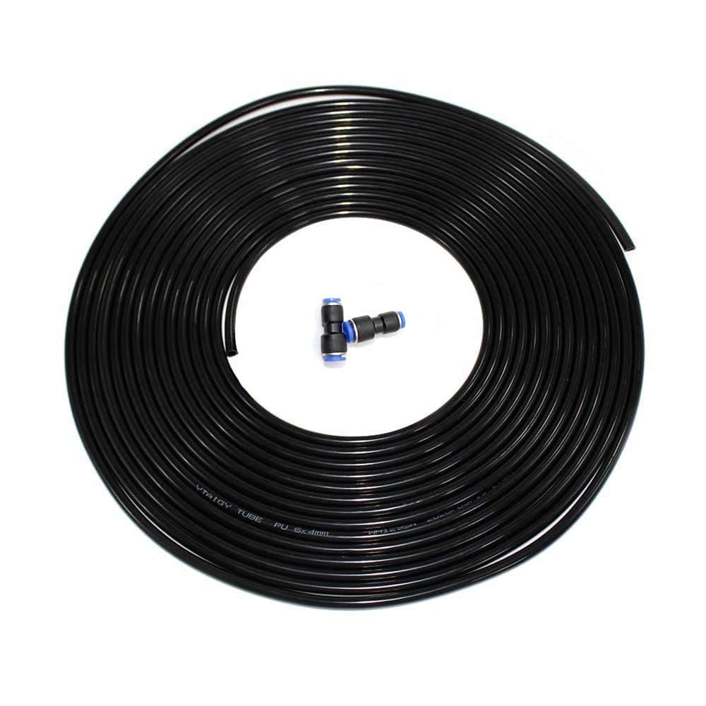 10m Hose Pipe Air Pipe, 6mm Black PU Polyurethane Tube, 6mm OD x 4mm ID, air Compressor Hose, 2 Connectors, for Air Compressor Transfer or Fluid Transfer